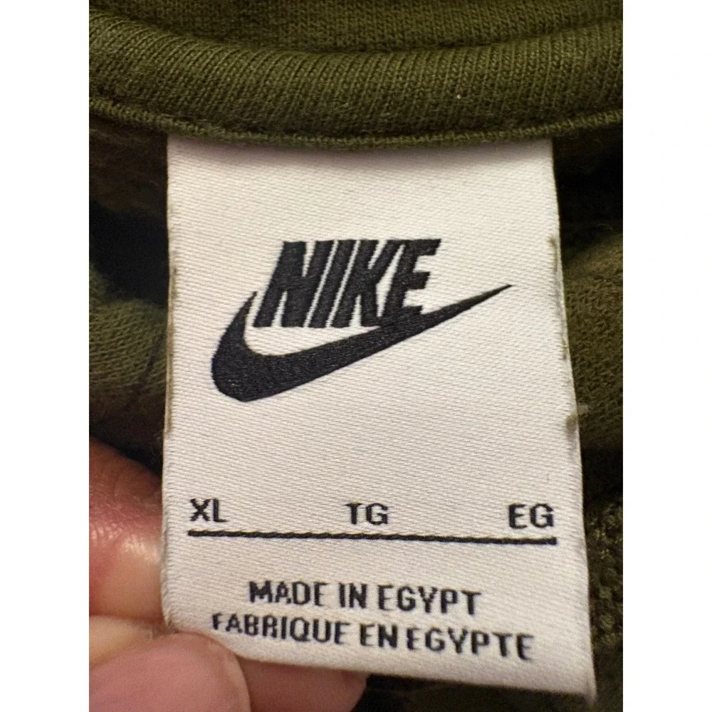 Nike Sportswear Club Fleece Hoodie Olive Green All Over Print Mens XL